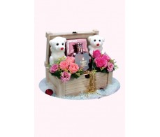 Wine Bear With Flower Arrangement